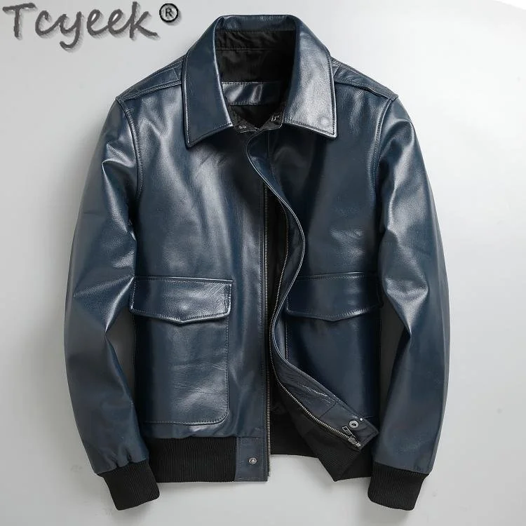 

Spring Autumn New Jackets Real Cowhide Coat Men's Clothing Goatskin Slim Short Air Force Genuine Leather Jacket