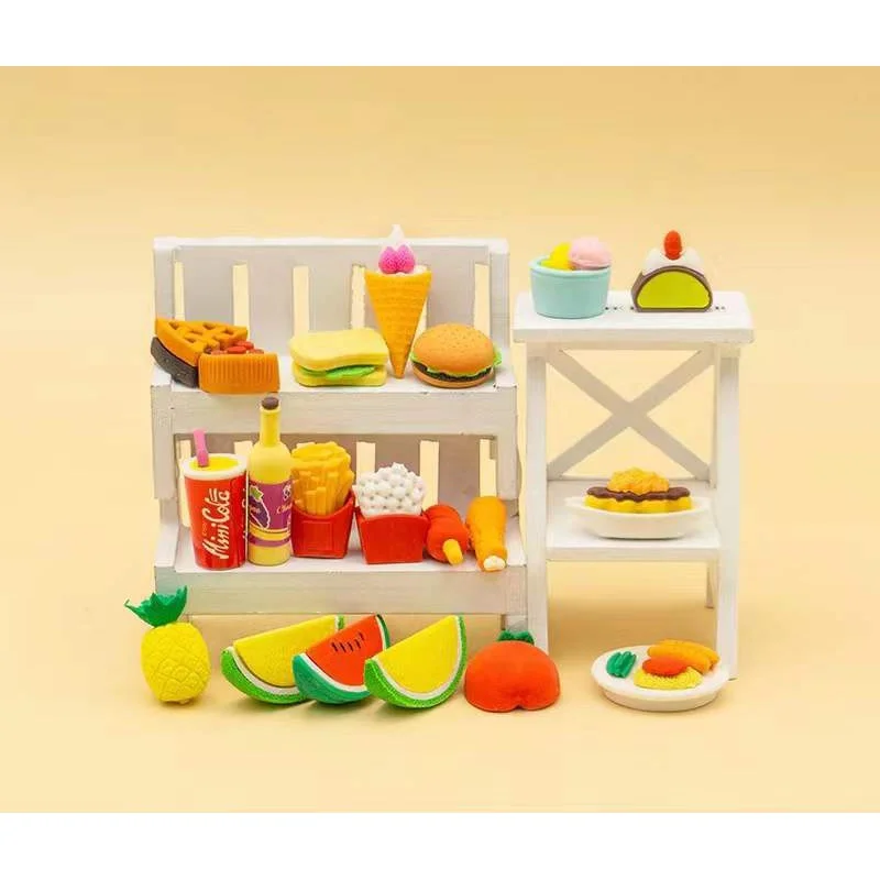 Eraser Set Creative Detachable Food Snack Lunch Box Eraser Set Play House Cartoon Student Prize Stationery Supplies pencil eraser,eraser pen,plasticine eraser,eraser refillable pen,biscuit eraser,kneadable eraser,retractable eraser