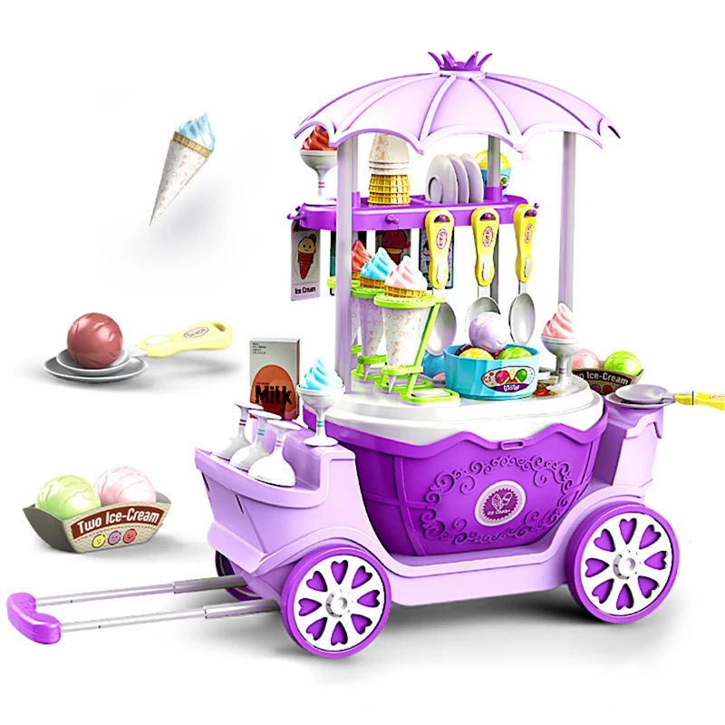 New-A28M-Ice Cream Shop Toys For Kid-Toddler Ice Cream Maker And Store Cart Pretend Playset Scoop And Learn Edutational Toy