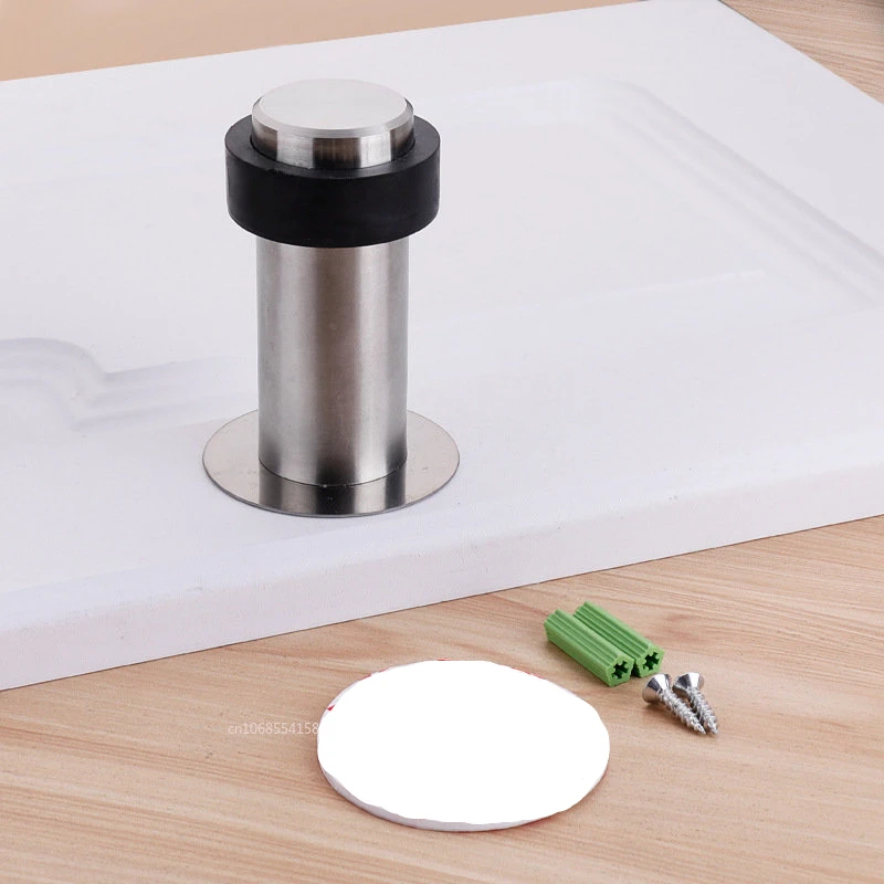 Rubber Door Stopper Stainless Steel Door Protective Pad Wall Protector Anti-collision Holder Round Stops Hardware
