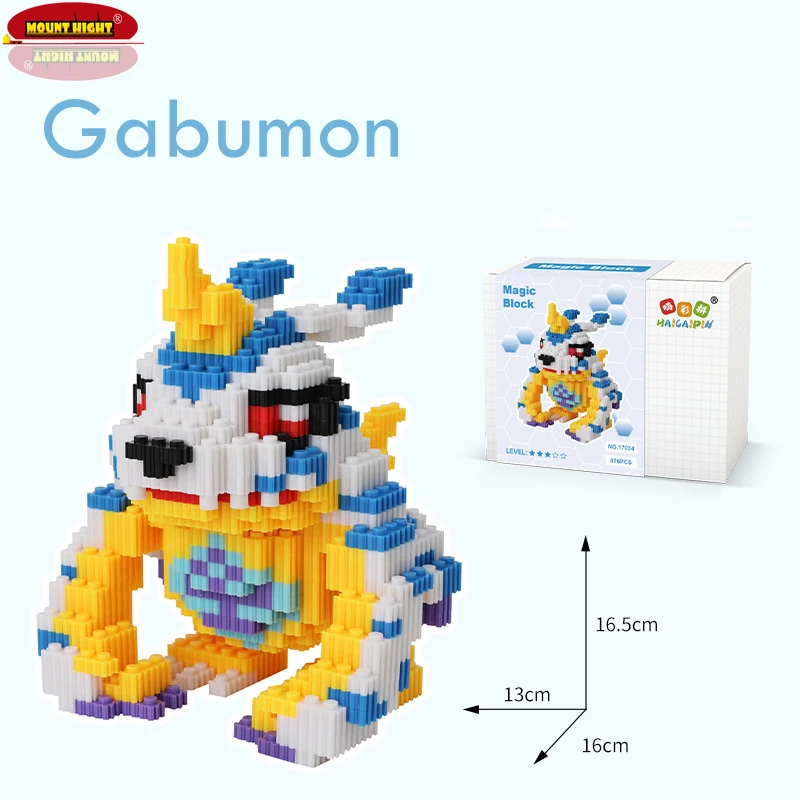 DIY Digimon Small Building Cartoon Agumon Animal Model Education Game Graphics Digital Monster Blocks Kids Gift Educational Toys wooden cubes Blocks