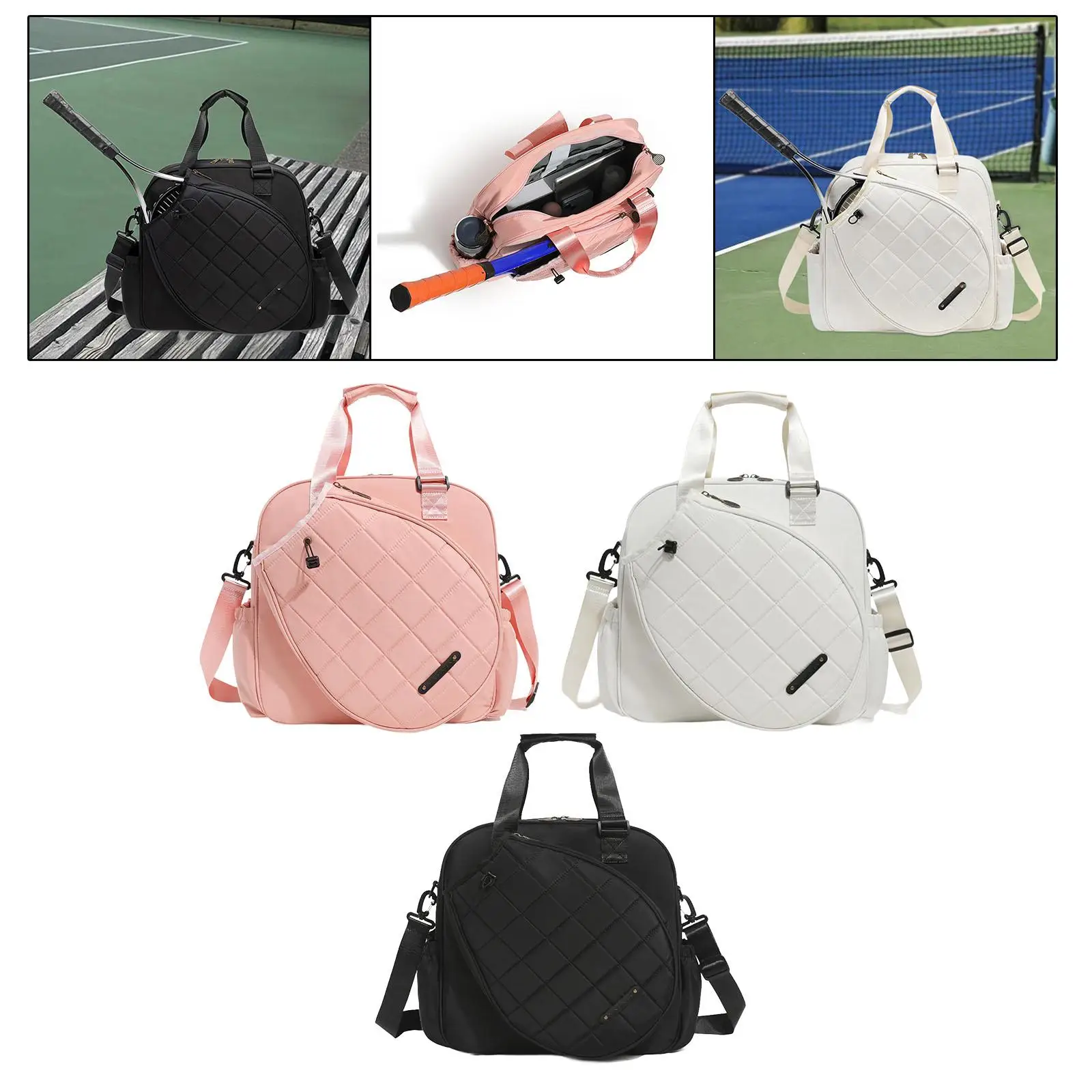 Tennis Bag Large Water Resistant for Men Women for Pickleball with Shoulder Strap Tote Racket Pocket Tennis Crossbody Bag 3