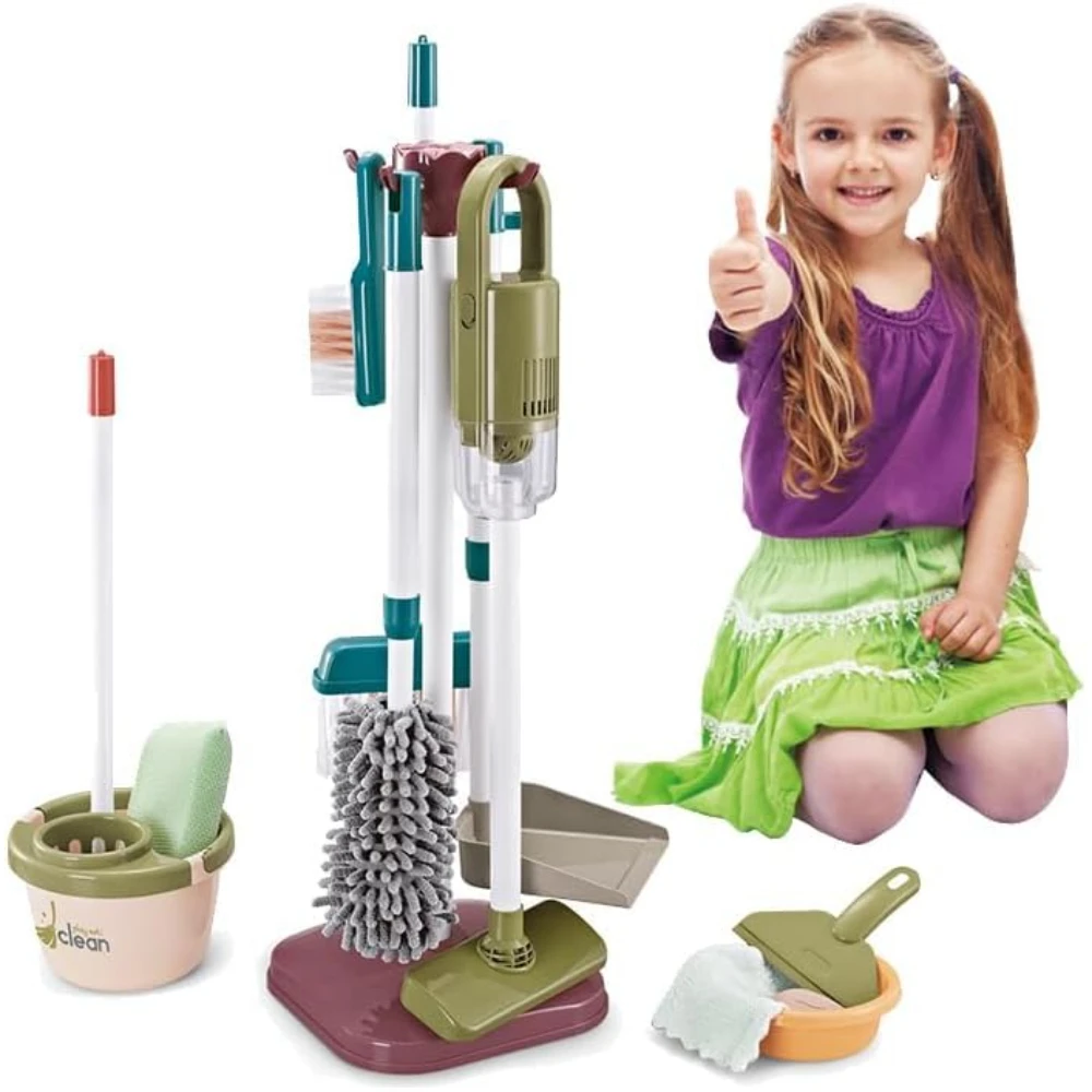 WizKidz Kids Simulated Life Cleaning Toys Pretend Play Cleaning Set Broom Vacuum Cleaner Tool Toy for Fun Sanitation Simulation 5