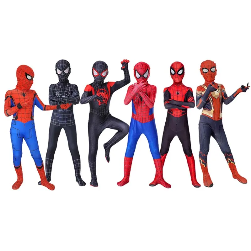 Cosplay jumpsuit superhero cosplay costume Spider-Man cosplay fantasy costumes jumpsuit superhero Miles Morales movie role play boys girls Halloween carnival bodysuit