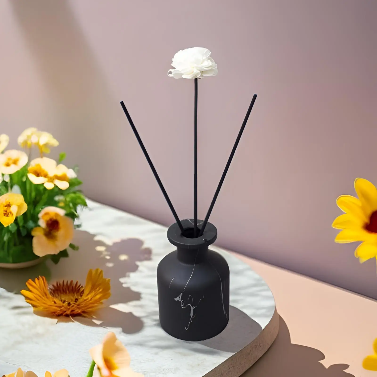 Black Porcelain Bottle With Rattan Branch Fragrance Fresh And Long-Lasting Fragrance For Home Use Westin White Tea 1pc