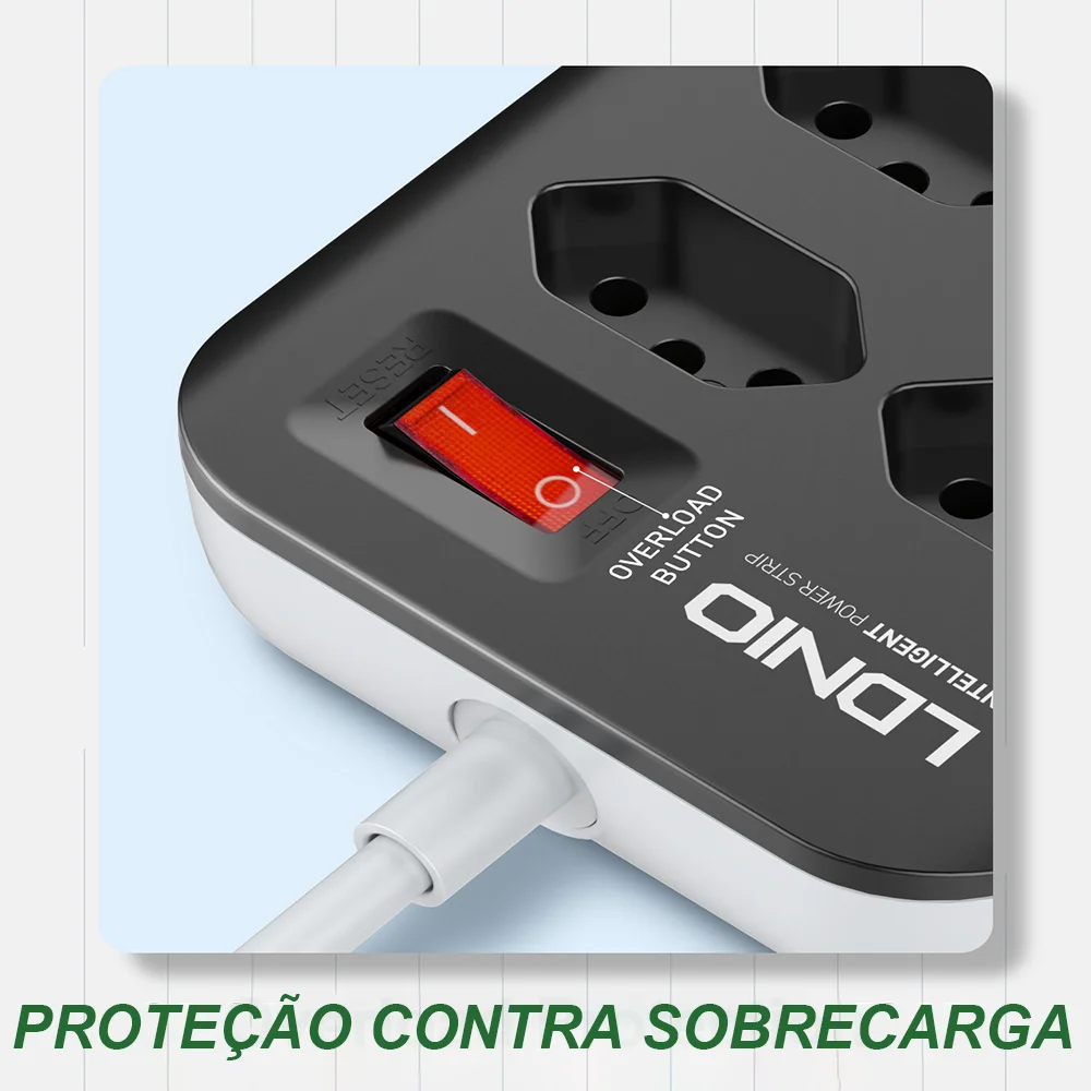 Plug Adapter Electrical Socket Power Socket LDNIO Brazilian Standard 2 Meters Electric Extension Surge Protector 4 USB
