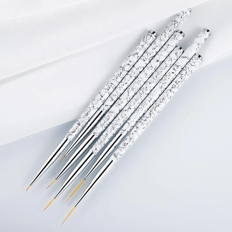 Nail Art Liner Brush Set 6PCS White Marble Pattern French Stripe Line Painting Drawing Flower Pen nail art tools nail art pen nail art brush