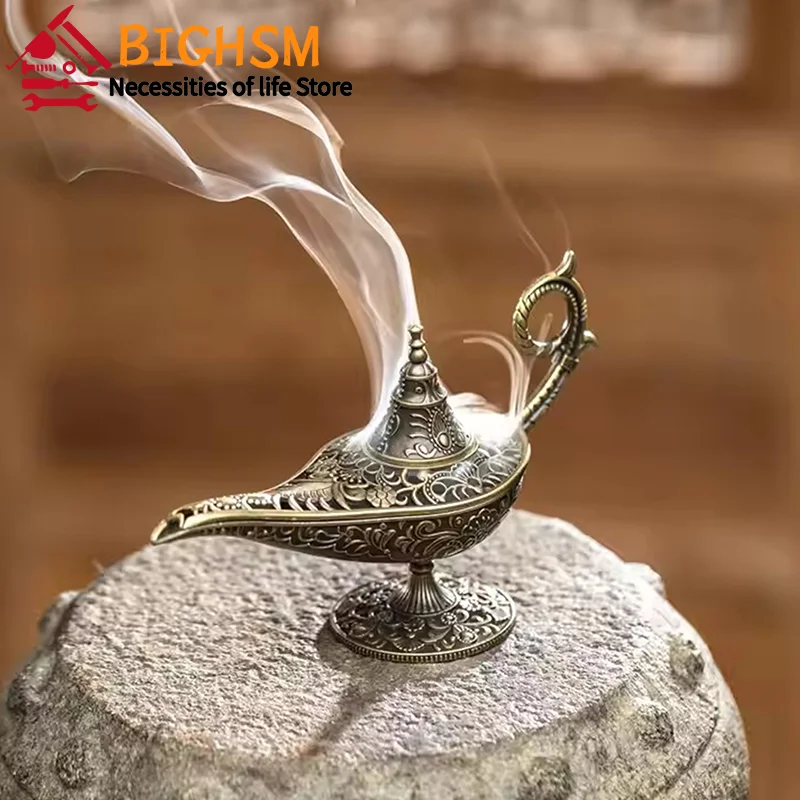 Classic Vintage Hollow Legend Aladdin Magic Genie Lamps Incense Burners Retro Wishing Oil Lamp For Party Home Decor Gift copper incense holder incense holder glass oil lamp