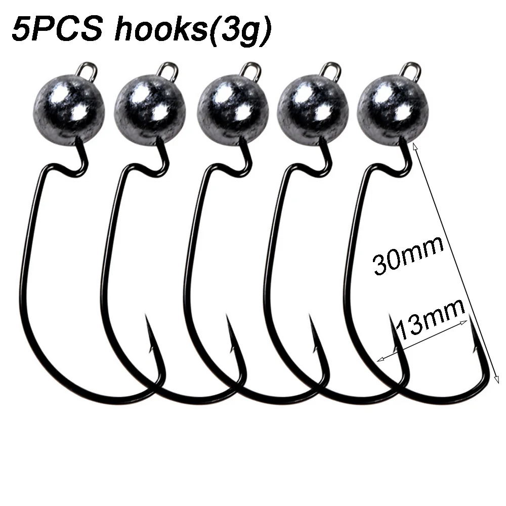 5PCS 3g worm hooks