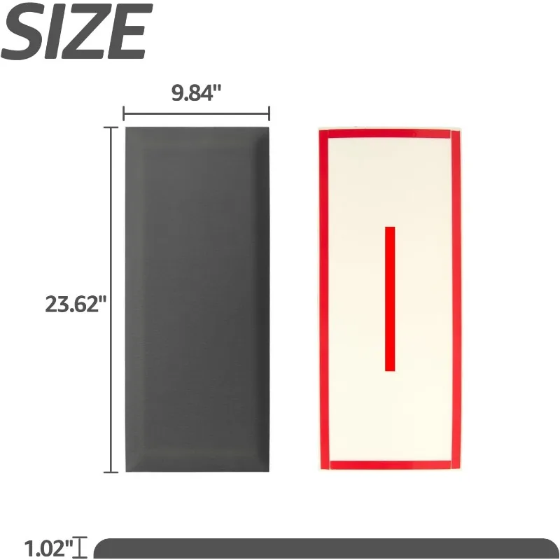 Peel and Stick Headboard for Twin, Full and Queen in Velvet Smoky Gray, Pack of 6 Panels Sized 9.84" x 23.62", Soundproof Wall 3