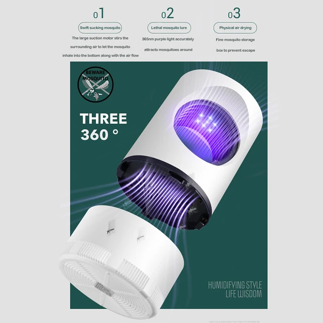 Usb Szúnyoggyilkos Lámpa Led Néma Rovar Harapó Eszköz 360 ° Otthoni Elektromos Szúnyogriasztó Csapda Ultraibolya Gyilkosság Háztartás - Image 4
