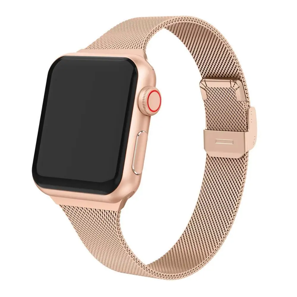 

Ремешок «Миланская петля» для Apple Watch band, тонкий стальной браслет для iWatch series 5 4 3 SE 6 7, 45 мм/41 мм 44 мм 40 мм