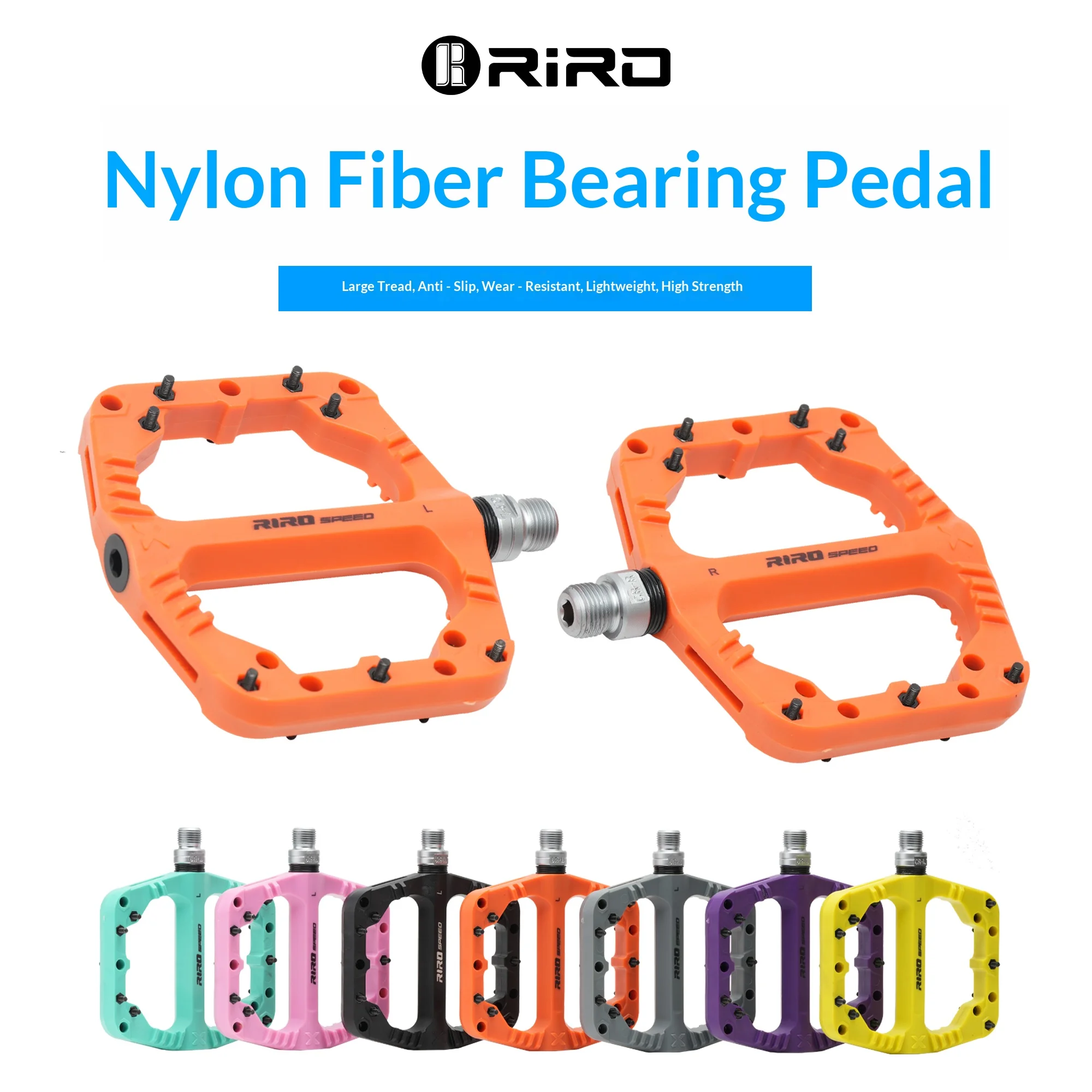 RIRO NL88 Nylon Fiber MTB Platform Pedals Anti-Slip Sealed Bearing 9/16 BMX Cycling