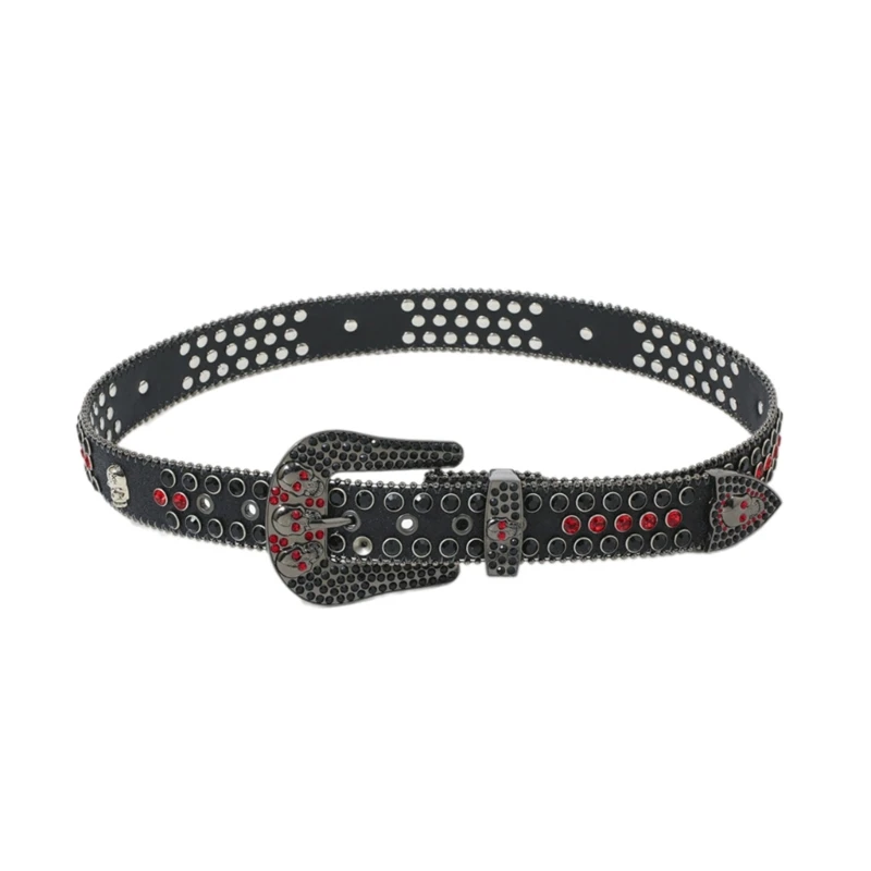 

Y166 Adult Belt with Motorcycle Enthusiasts Teens Skull Rivet Waistband