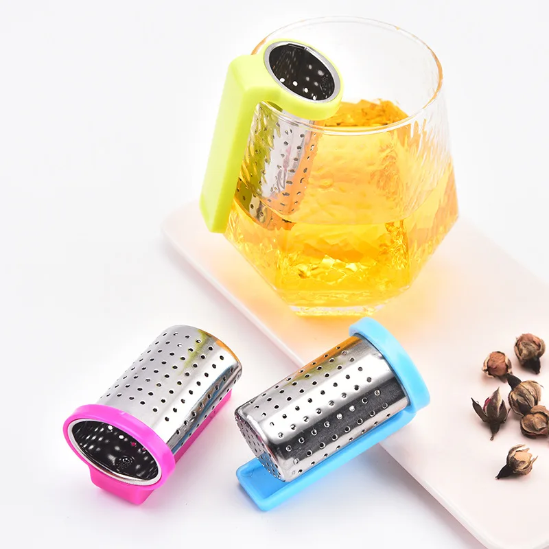 Stainless Steel Hanging Cup Tea Infuser Teapot Coffeeware Teaware Kitchen Silicone Handle Cha Herb Spice Coffee Strainer Sieve