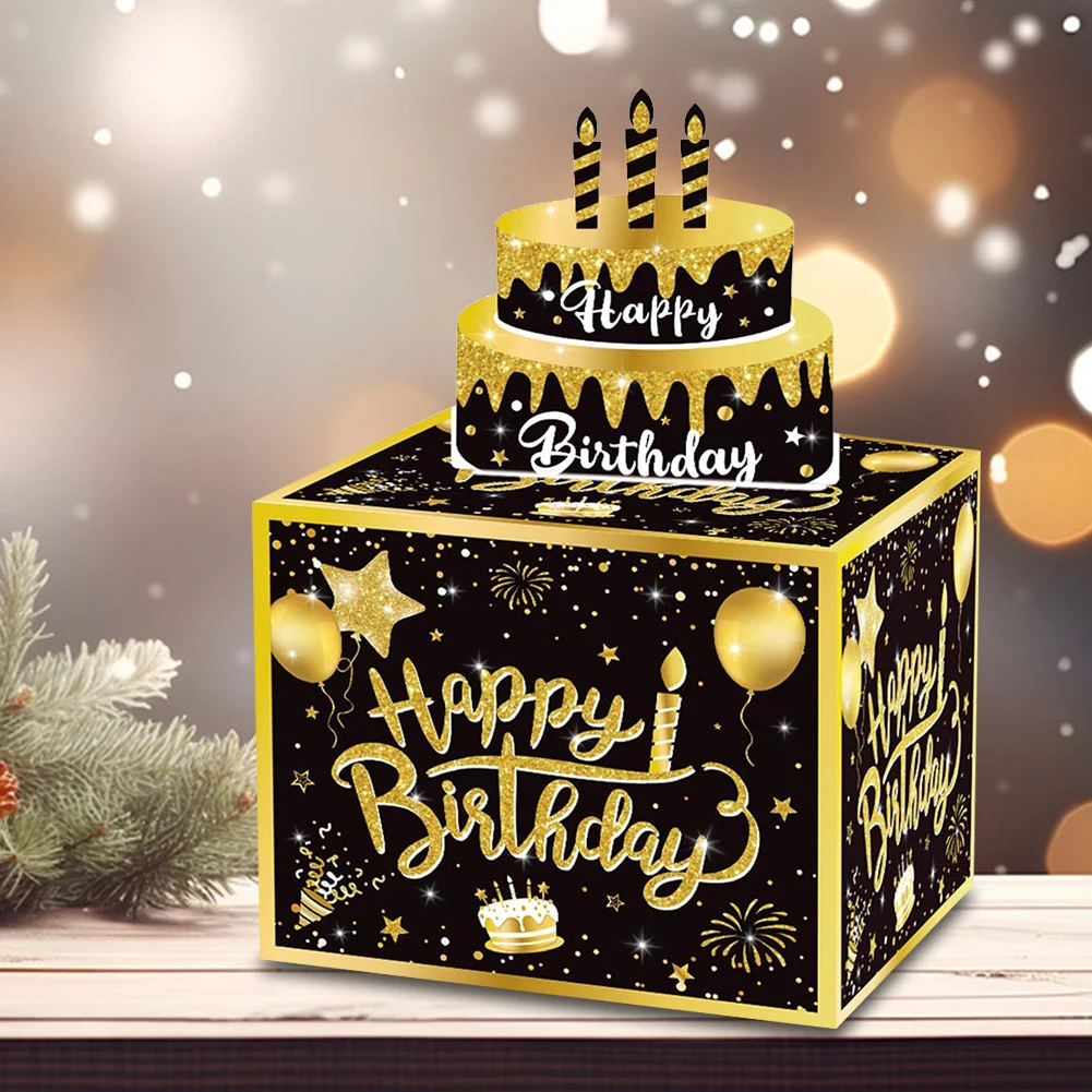 Cash Gift Pull Box with Cake Card Funny Pumping Money Box Creative Birthday Gifts for Men Women