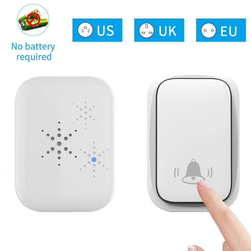 Self-Powered Wireless Doorbell | Waterproof with 38 Melodies & Memory Function | 3-Level Volume & Long Range