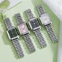 Montres de luxe légères à bande d'acier pour femmes, montre-bracelet élégante à Quartz carrée Simple à la mode pour étudiantes 6
