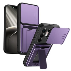 Premium Shockproof Card Holder Wallet Phone Case with Lens Protection and Stand Functionality for Tecno Camon 50 4G (PURPLE)