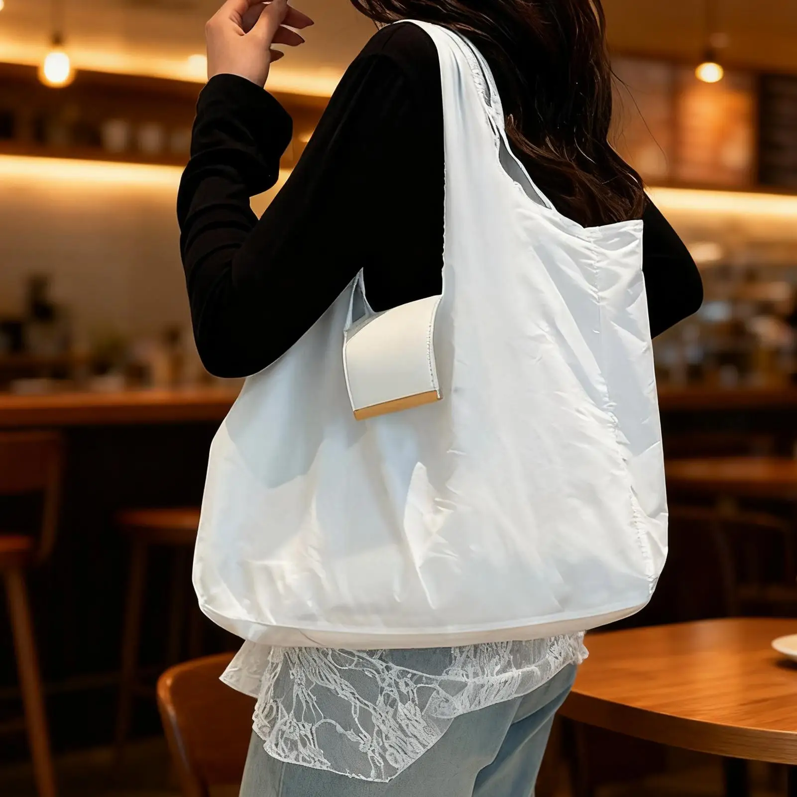 Eco-Friendly Expandable Tote Bag with Key Ring - Lightweight, Foldable, and Reusable