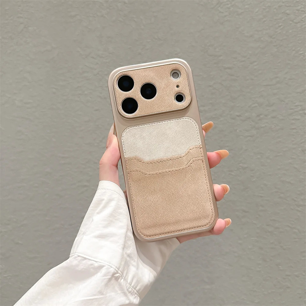 Elegant TPU Leather Card Holder Phone Case with Shockproof Back Cover and Lens Protection