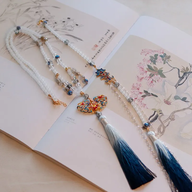 

Аксессуары Hanfu, античное мягкое съемное очень длинное ожерелье Yingluo с кисточками, повседневные универсальные аксессуары для ошейника в стиле ретро