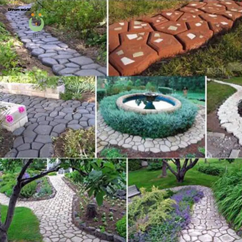 DIY Paving Mould Home Garden Floor Road Concrete Stepping Driveway Stone Path Mold Patio Maker Black Plastic Making garden concrete molds garden path molds