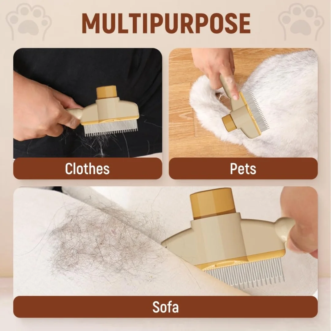 Cat Brush for Shedding, New Cat Deshedding Brush with Release Button, Cat Grooming Brush for Short and Long Haired Cats 3