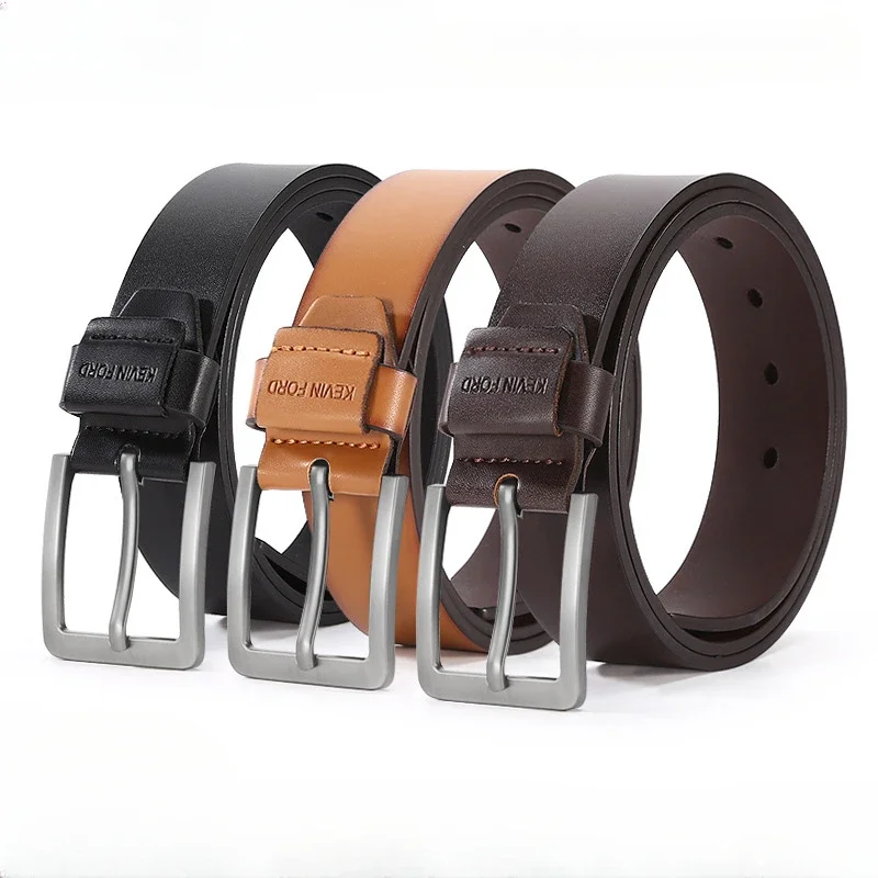 

Men's Alloy Perforated Needle Buckle Belt, Casual and Versatile Jeans for Middle-aged and Young People, Cowhide Belt