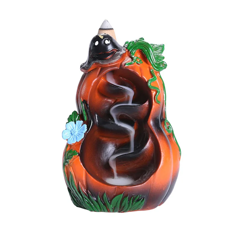 할로윈 장식 호박 세라믹 수공예 역류 향 버너, 버섯 거치대 향로, 사무실 찻집 장식, 1pc