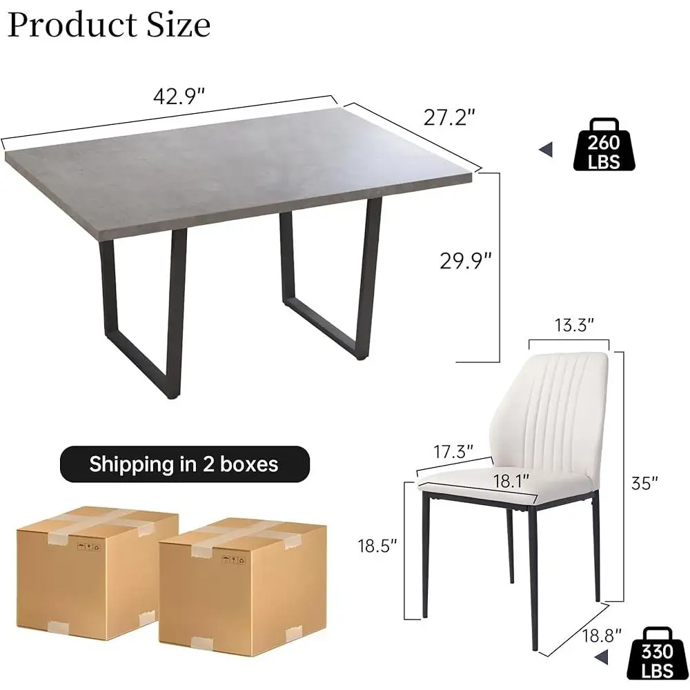 5 Piece Dining Table Set Modern Kitchen Table Leather Chairs Ergonomic Design Sturdy Durable Easy Clean Space Saving Versatile 3