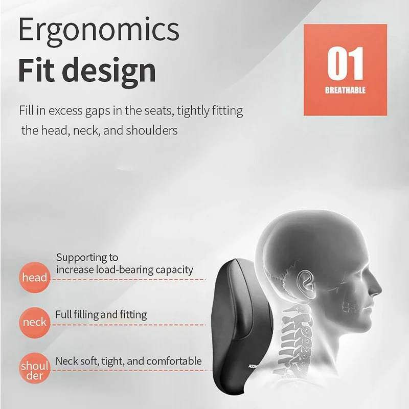 Memory Foam Car Neck Cushion Protective Lumbar Back Support Breathable Universal Car Headrest Pillow Car Supplies