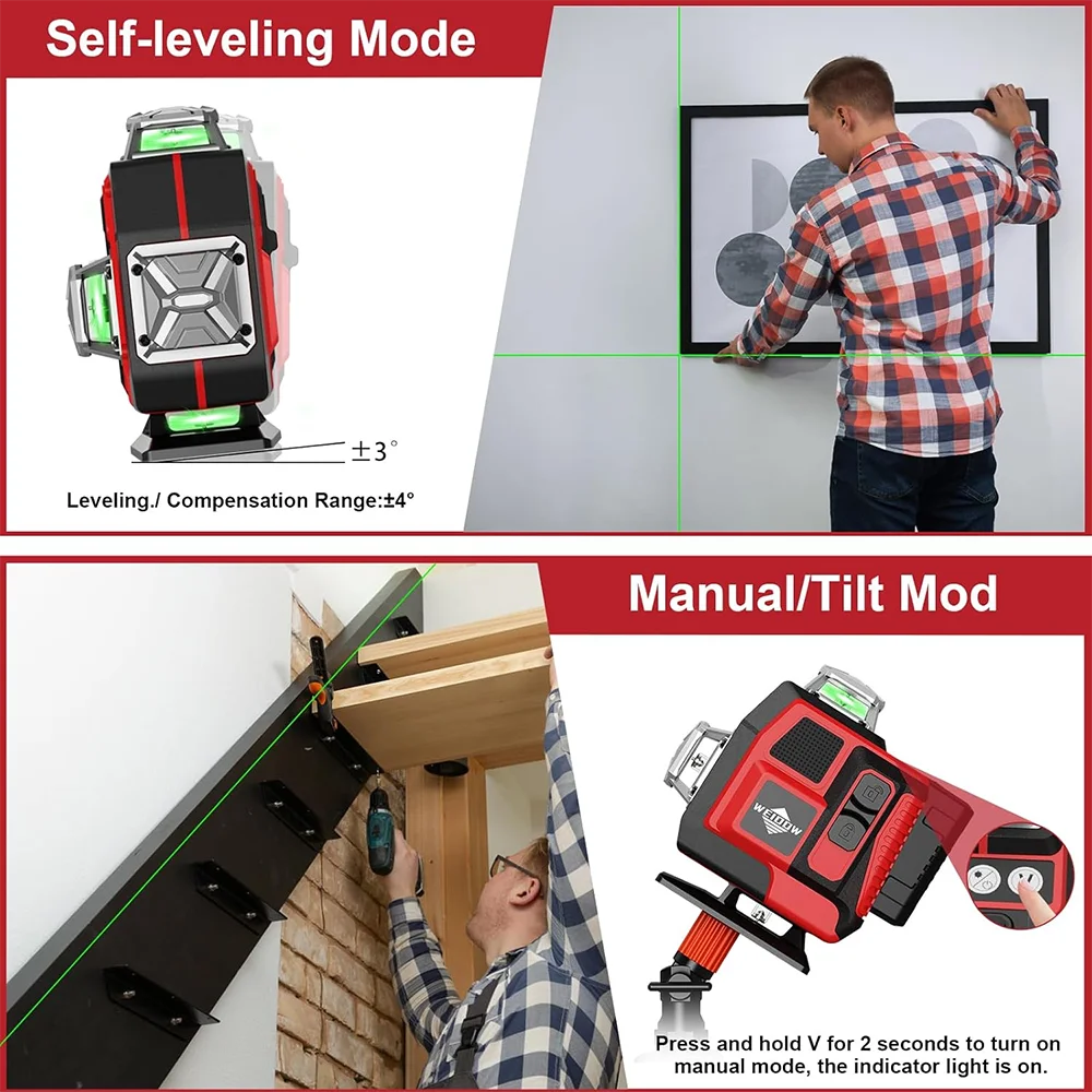 4D 16 Lines Professional Lazer Level L 360 Self Leveling 4x360&deg; Cross Line Laser with Tripod Nivel Laserfor Build Tools