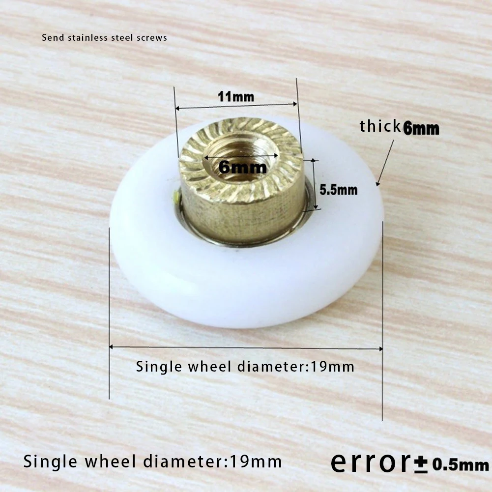 4/8PCS 19mm Single Door Rollers Shower Room Pulley Bathroom Sliding Glass Door Wheels Bearing Roller Wheel