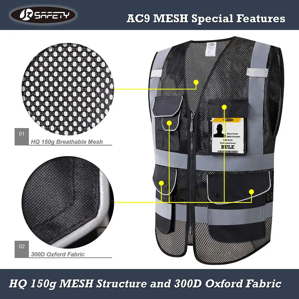 Reflective Safety Vest High Visibility Signal Vest Work Safety Jacket For Men Luminous Fluorescent