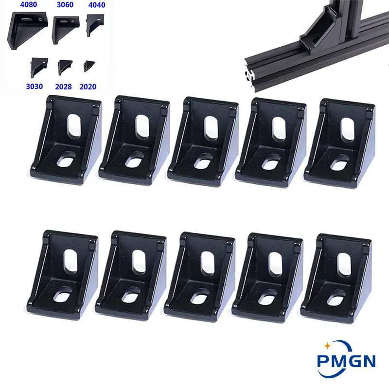 5pcs/10PCS 2020 3030 Corner Bracket Fitting Black Angle Aluminum Connector 3060 4040 4080 for Industrial Aluminum Profile image 1