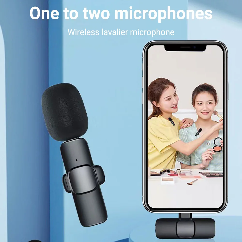 Wireless Lavalier Microphone Mini Audio Video Recording For iPhone 16 15 14 Pro 13 12 11 Live Broadcast Gaming Mic for Android