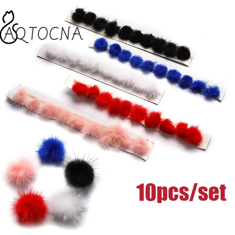 

10PCS Nails Art Decorations Mini Pom Poms Mink Fur Ball DIY Pompones Sewing Supplies