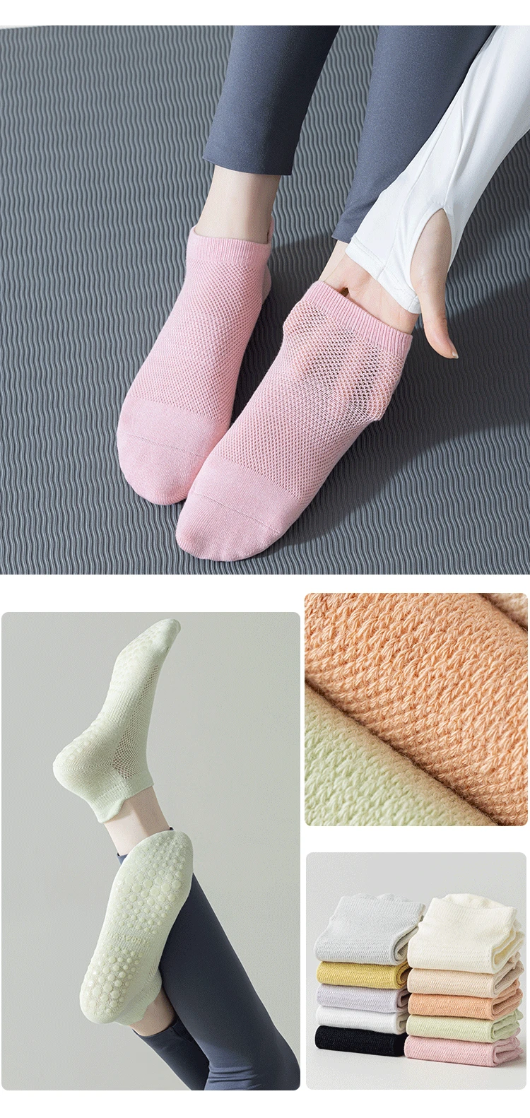 Yoga Socks Women Summer Hollow Out Mesh Breathable Ballet Pilates Socks Silicone Non-slip Solid Color Cotton Dance Sports Socks 11 S67baaf5ee8f0432cbf053d0ae376beb5b