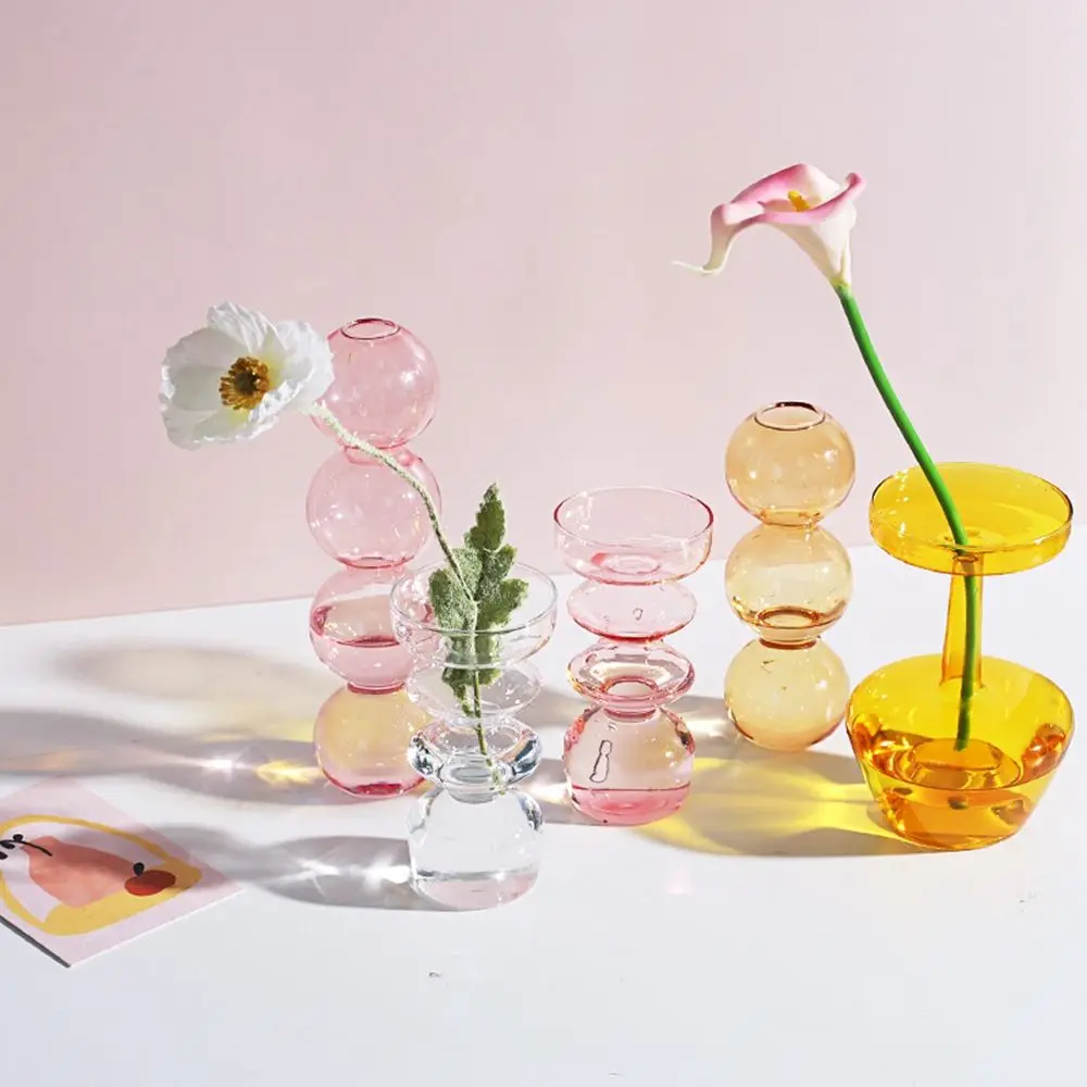 Nordic INS Weddings Parties Glass Bottle Living Room Hydroponic Plant Flower Vase Home Decoration Table Decor Glass Vase
