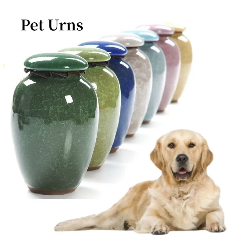 

Pet Ceramics Urn Cats Dogs Memorial Urns Cremation Pet Caskets Funeral Vase Cat Cremation Ash Cracked Floral Jars Urn Pet Supply