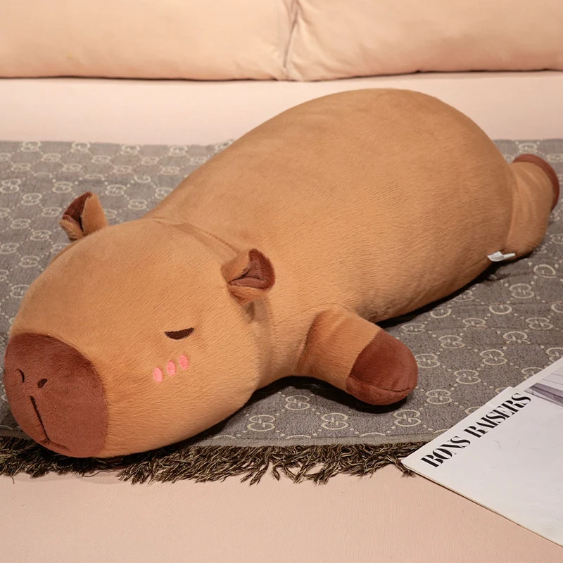 رائعتين كابيبارا وسادة رمي طويلة ألعاب من القطيفة ارتداء قبعة الدجاج ديناصور لينة محشوة الحيوانات الدمى ديكور هدايا عيد ميلاد الطفل