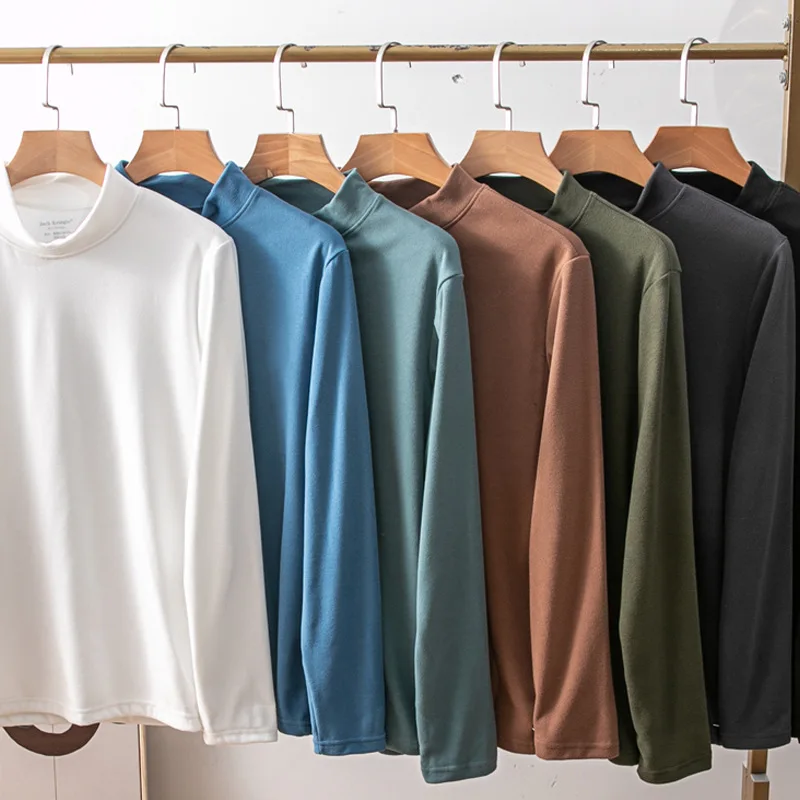 

MRMT 2023 Brand New Men's High-Collar German Brushed And Velvet Warm Bottoming Shirt One-Piece Half-Neck Breathable Top