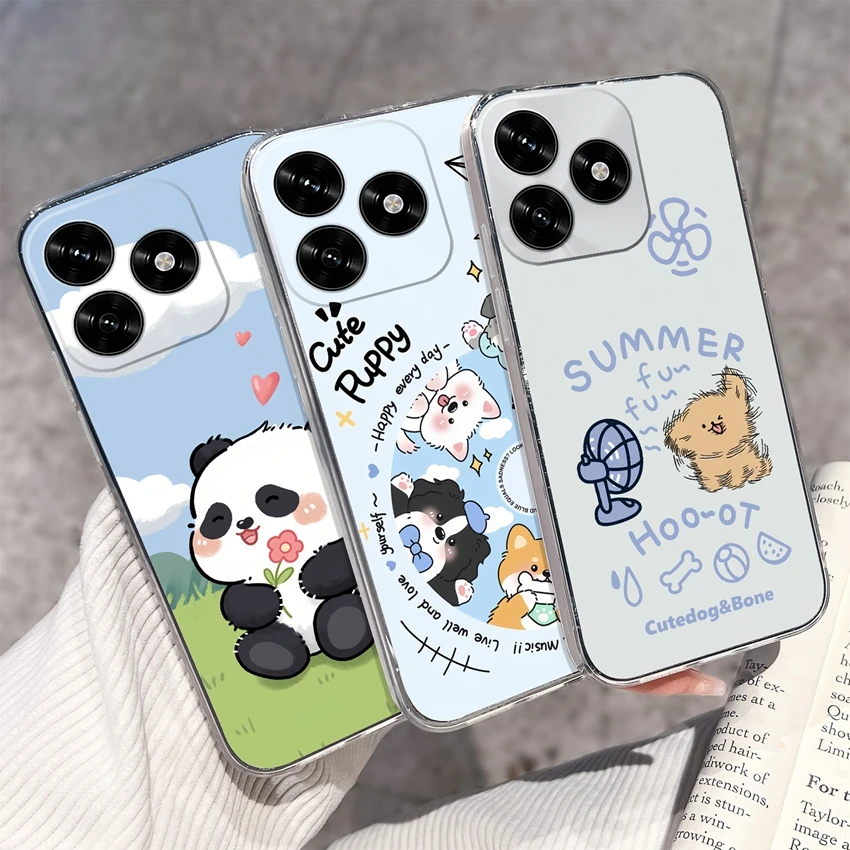 Cute Panda Puppy Soft Silicone TPU Clear Phone Case Back Cover