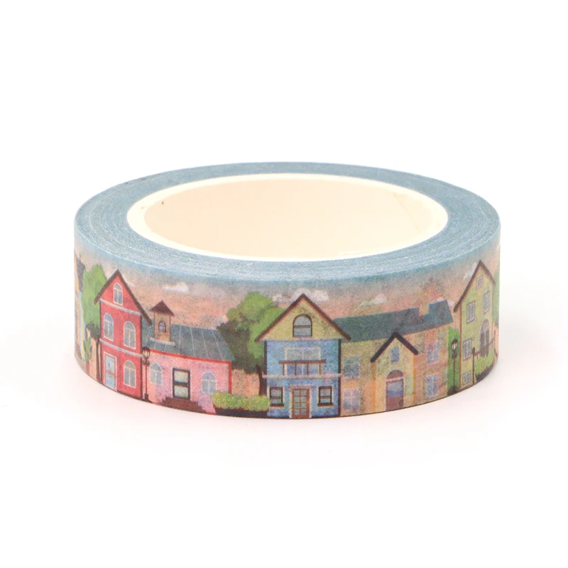 NEW 1PC Decorative Cute Cafe House Building Japanese Paper Washi Tape Craft Journal Adhesive Masking Tape Stationery 3