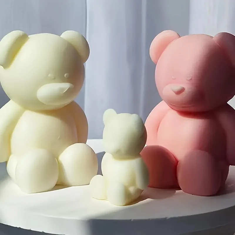 Silicone Candle Molds 3d Cute Cartoon Bear Silicone Candle Mold Resin Gypsum Ice Cube Baking Mold Bedroom Decor Birthday Party Gifts Wedding Souvenirs
