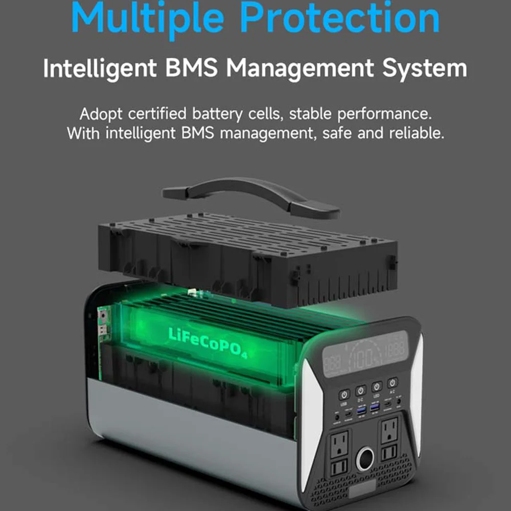 2000W/1000W/500W Portable Power Station Solar Generator External Battery 4