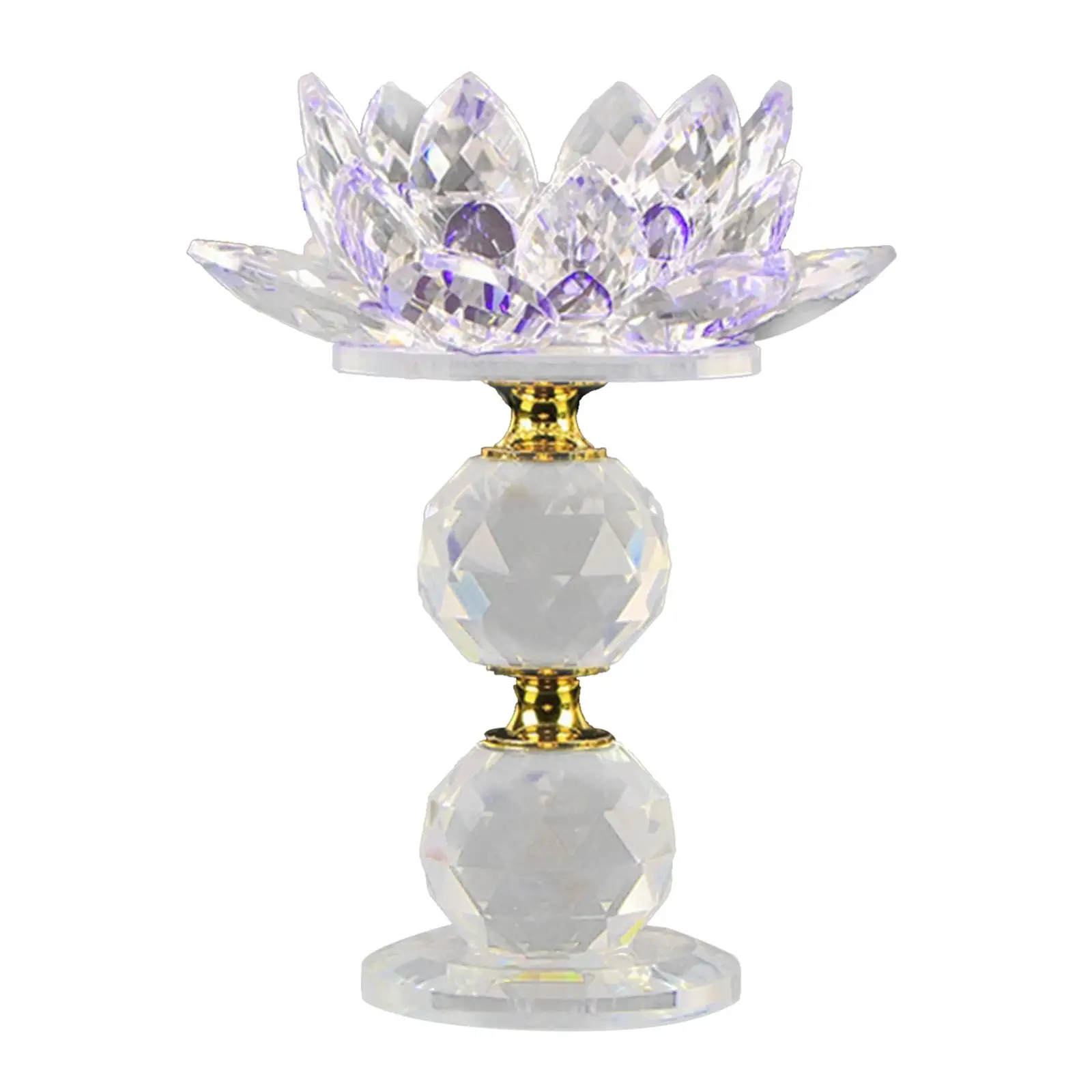 Sparkling Crystal Glass Lotus Flower Candle Holder Wedding Party Ornaments