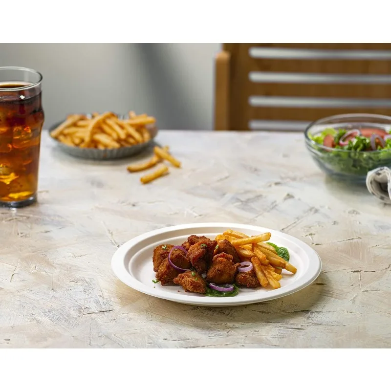 [9 Inch-250 Pack Heavy-Duty White Paper Plates, Compostable, Eco-Friendly-Biodegradable Disposable