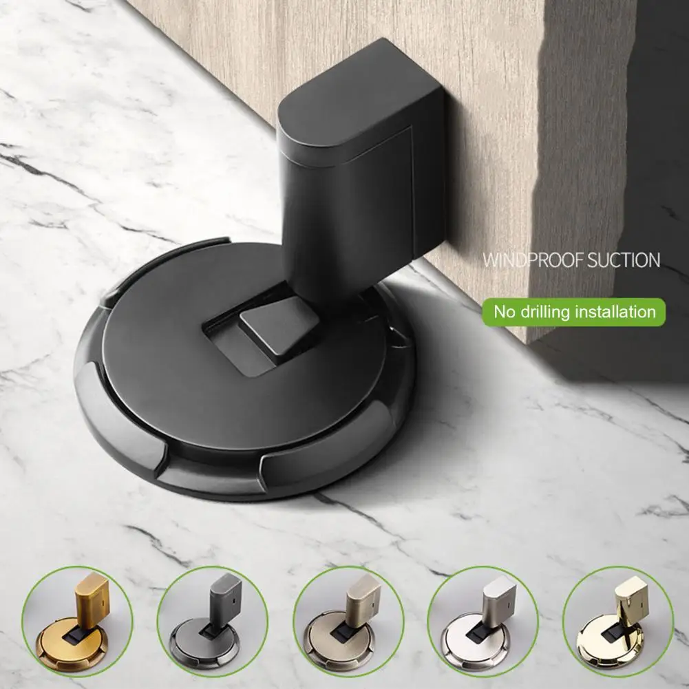 Magnetic Door Stopper No Drilling Silent Floor Door Stop Screws Adhesive Adjustable Mechanical magnetic door stopper
